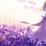 anime-girl-1920x1080-lavender-flowers-purple-spring-4k